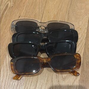 Stylish Sunglasses Set - Black, Brown, Clear
